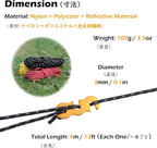 TRIWONDER Reflective Guyline, Tent Cord Nylon Paracord Rope with Guyline Adjuster for Camping Tent, Outdoor Packaging (Black - 4 Pack)