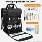Bartender Bag, Leakproof Travel Bartender Kit Backpack for Carrying Bar Kit, Portable Bar Bag for Cocktail Shaker and 6 Wine Bottle, Professional Mixology Gift for Travel Home Party (Backpack Only)