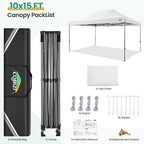 COBIZI 10x15 Heavy Duty Pop up Canopy Tent Easy Up Commercial Outdoor Canopy Wedding Party Tents for Parties All Season Wind & Waterproof Gazebo with Carry Bag, White(Frame Thickened)