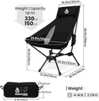 ONETIGRIS Tigerblade High Back Camping Chair with Pillow Design, Comfortable Widened Seat Folding Chair