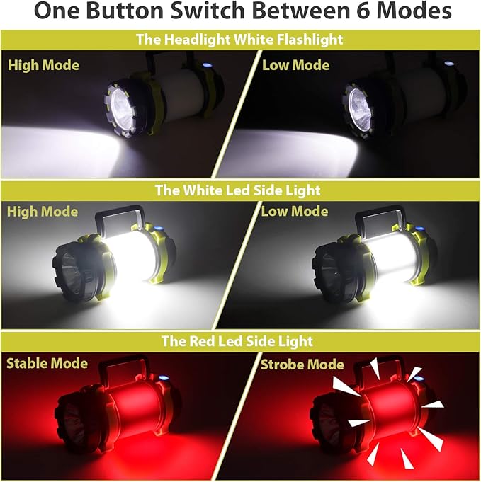 1 Pack Camping Lantern, Outdoor LED Camping Light, Rechargeable Flashlights with 1000LM, 6 Modes, IPX5 Waterproof Portable Emergency Camp Light for Hurricane Survival - Green