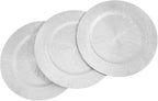 DYRABREST 100 Pcs 13 Inch Charger Plates, Bulk Round Charger Plates Plastic Wedding Dinner Elegant Reusable for Table Setting Wedding Party Event Tabletop Setting Decor (Silver)