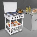 Gas Stove Outdoor Camping Stove, Portable 5-Burner Propane Stove Stand, Freestanding Rectangular Gas Cooktop, Cooking Stove for Rv Apartment Outdoor