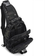 Viriber Tactical Backpack, Waterproof Military Cross-body Molle Sling Shoulder Backpack Chest Bag for Outdoor Every Day Carry Black Camo
