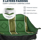 Oversized USLCamping Chair - 2 Person Portable Folding Outdoor Loveseat Heavy Duty Lawn Chairs for Adults with Padded Cushion & Dual Cup Holders, Supports 660LBS for Camping，Sports，Picnic