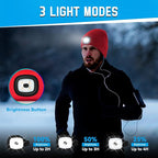 Beanie Hats with Light, USB Rechargeable LED Hand Free Headlamp, Birthday Gifts for Men, Women, and Teens, Ideal for Camping, Hiking, 2 Pack, Red