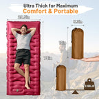 KASBAH Camping Sleeping Pad,Extra Wide 6 inch Thick Inflatable Sleeping Pads with Built-in Foot Pump and Pillow,Ultralight Camping Mat Gear for Outdoor Hiking,Camping