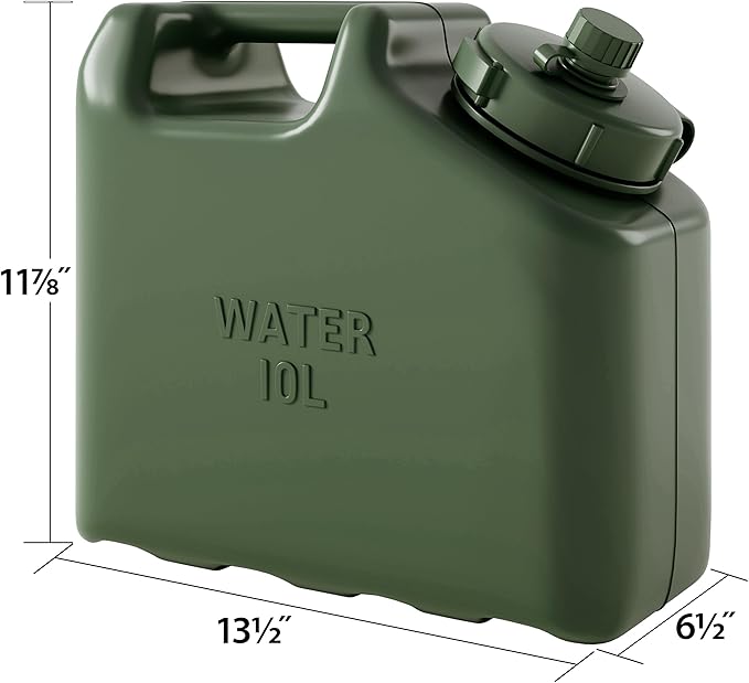 Scepter 2.5 Gallon True Military BPA Free Water Container, Food Grade Water Jug for Camping and Emergency Storage, Green