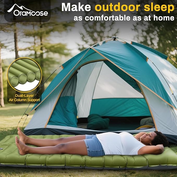 Camping Sleeping Pad, Extra Thick 6 Inch Inflatable Camping Mat with Pillow, Built-in Foot Pump Sleeping Pad for Camping Ultralight Self Inflating Campings Pad for Tent Backpacking Hiking Camp Gear