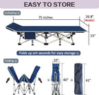 Camping Cot with Mattress Comfortable Cots for Sleeping Camping Bed Folding Cot Double Layer Oxford Heavy Duty with Carry Bag for Home Travel Outdoor Indoor