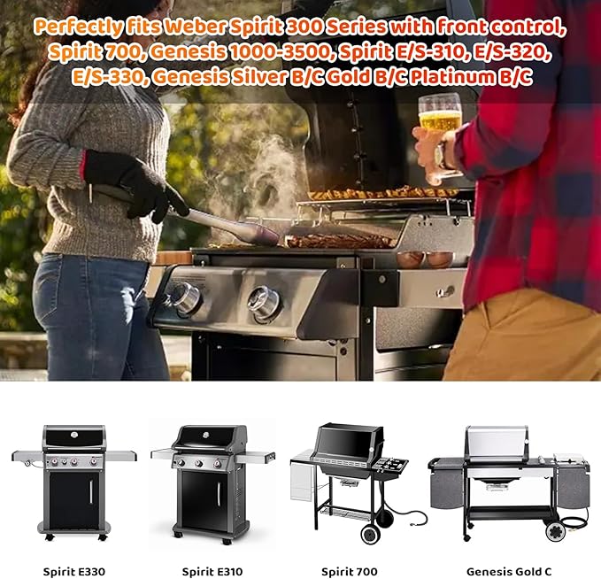 Uniflasy 99250 Grease Tray with Catch Pan for Weber Spirit E-310/E-320/SP-320 Series (2007-2012) Genesis Silver B/C Genesis 1000/2000/3000 Genesis Gold B/C with 10pack Aluminum Liner for Weber 7515