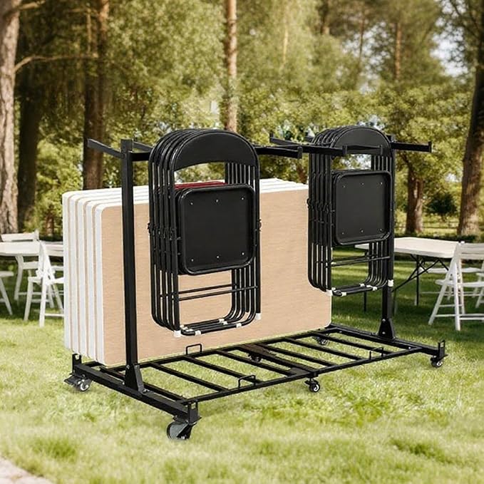 Folding Chair Rack with Wheels,Heavy Duty 1000 Lbs Metrixpio Capacity Movable Storage Chair Dolly for Wedding, Office, School & Camping