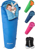 KingCamp 45°F Kids Sleeping Bag, Lightweight Waterproof & Compact Flannel Sleeping Bags Cold Weather & Warm Youth Essentials Gear Accessories for Camping, Fits 10-12 Children up to 4'7"-5'5" Tall