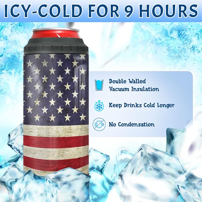 winorax American Flag Tumbler 4-in-1 Design 12oz Stainless Steel Insulated Tumblers 4th Of July Cups With Lids Coffee Travel Mug Cup For Men Boys Dad Grandpa Fathers Day