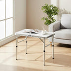 Small Folding Camping Table, 2ft Portable Table with 3 Adjustable Heights, Aluminum Lightweight Foldable Picnic Table with Mesh Layer and Extension Legs for RV, BBQ and Indoor (Silver)