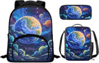 Galaxy Backpack for School Boys 6-7 Preschool Backpack Kids Kindergarten School Book Bags Lightweight Kindergarten Bagpack with Lunch Bag and Pencil Case 3 in 1