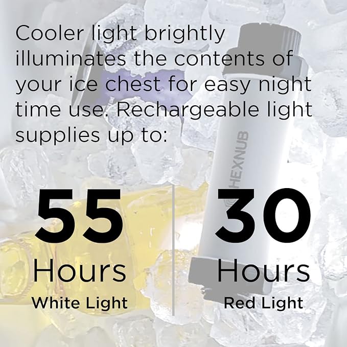 HEXNUB Cooler Box Light, Waterproof, Rechargeable LED Light Compatible with YETI, RTIC, ORCA, Ninja, Igloo, Coleman Ice Chest, Magnetic Base, Great for Outdoor Events, Camping Fishing Hunting Boating