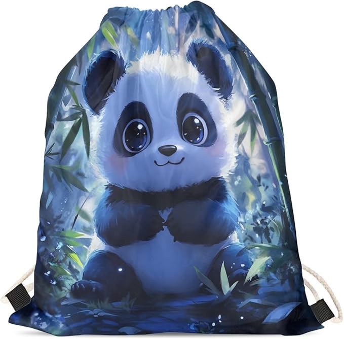Upetstory Adorable Panda Drawstring Backpack for Women Kids Cinch Sackpack Portable Draw String Bag Outdoor Beach Workout Gym Bags Storage Pouch