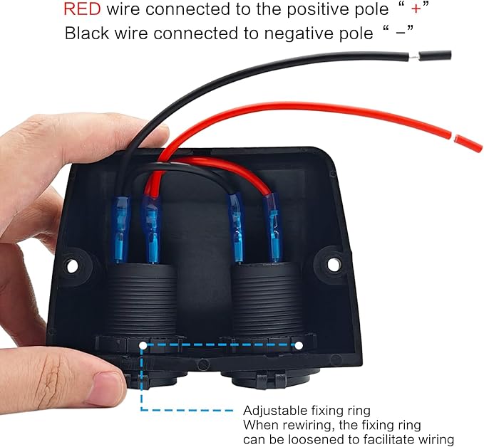 12-24 V Multi-functional Dual Hole Tent Socket Dual Cigarette Lighter Splitter Power Socket Female Power Outlet Adapter Waterproof Socket Combination for Portable Auto Electronic Devices