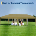 10x30 Pop Up Canopy with 8 SideWalls - Heavy Duty Outdoor Canopy Tent with Portable Roller Bag - 3 Adjustable Height, 4 Weight Bags, 8 Stakes & 6 Guy Ropes Included-Khaki
