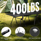 Anbte Height Adjustable Camping Cot with Storage Net & Bag, Support up to 400lbs Comfortable Portable Cots for Adult Folding Bed for Camping Hiking Travel Truck Beach Office Nap, Black