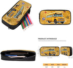 School Bus Backpack and Lunch Box Set Boys Lightweight Kids Backpack Elementary School 4 in 1 Set for Primary Kids Casual Daypack Tote Bags