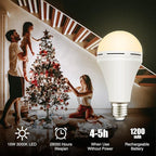 Neporal Emergency Rechargeable Light Bulbs Stay Light Up When Home Power Failure, 15W 80W Equivalent LED 1200mAh Self Charging Emergency Light Bulb for Power Outage, Camping, Tent (Warm White 4PK)