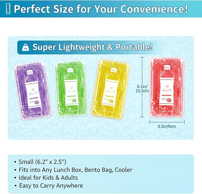 Reusable Ice Packs for Coolers - 5 Pack Freezable Gel Packs for Lunch Box, Camping, Picnic, Medical Cold Therapy - Leakproof & Long-Lasting Cold Storage
