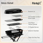 2-Burner Portable Propane Gas Grill, 2-in-1 Camping Propane Grill with Porcelain-Enameled Griddle & Grill Grate for Outdoor Camping Picnics Backyard Cooking, Black