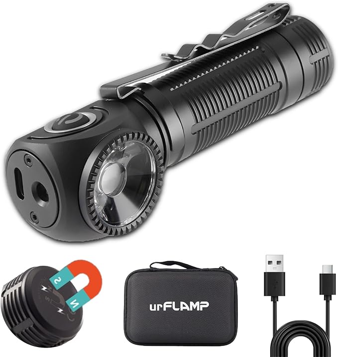 C6 2000 Lumens Rechargeable Flashlight, 3800mAh Proximity Sensor & Right-Angle LED Flashlights, Magnetic Base, TIR Lens, IP68 Waterproof, Hands-Free Sensing Control