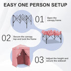 EAGLE PEAK Flex Ultra Compact 5x5 Pop-up Canopy, Sun Shelter, Changing Room, Portable Privacy Tent for Pool, Fashion Photoshoots, or Camping, Pink