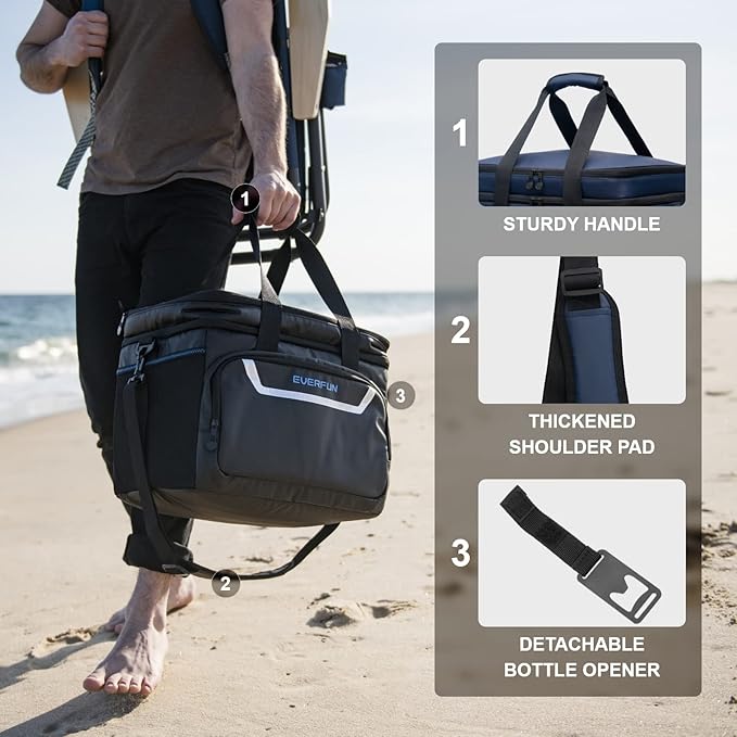 EVERFUN Small Cooler Bag 24 Can Insulated Lunch Box Double Deck Soft Leak-Proof Waterproof Collapsible Ice Chest for Men Women Work Travel Car Trip Picnic Beach