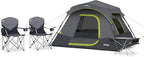 CORE 4 Person Instant Cabin Tent Camping Set | Includes 1 Pop Up Tent with 60 Second Setup, 1 Outdoor Table & 2 Camp Chairs | Perfect for Family Car Camping with Included Carry Bag
