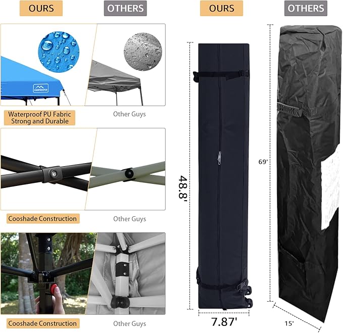 KAMPKEEPER 10x10 Pop Up Commercial Canopy Tent - Waterproof & Portable Outdoor Shade with Adjustable Legs, Air Vent, Carry Bag & Sandbags (Light Blue)