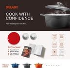 Overmont Refined Enameled Cast Iron Dutch Oven - 5.5QT Pot with Wide Handles Lid Cookbook & Cotton Potholders - Heavy-Duty Pre-Seasoned Cookware Oven Safe to 500°F for Braising, Stews, Roasting, Bread Baking