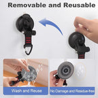 Heavy Duty Suction Cup Hooks, Car Camping Essentials Tie Down Suction Cups Anchor, Window Suction Cups with Hooks, Suction Cups for Glass, RV Van Car Awning, SUV Tent, Truck Camping, 2 Pcs
