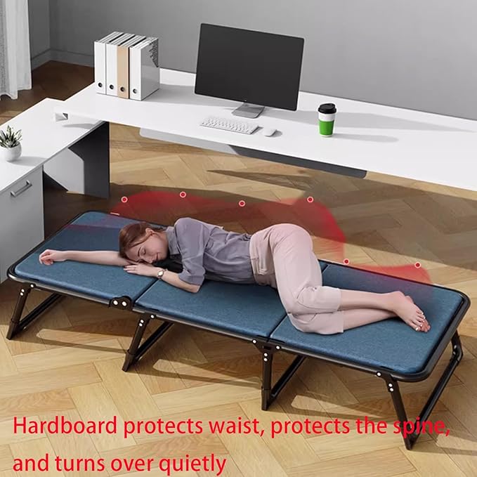 Portable Single Bed with Sponge Mattress, Comfortable Folding Camping Cot Foldable Emergency Sleeping Cot Guest Bed for Outdoor Home Office(Blue,190 * 68 * 31cm)