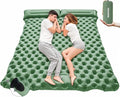 Camping Double Sleeping Pad, Self Inflating Sleeping Mat with Pillow Built-in Foot Pump, 2 Person Portable Camping Air Mattress for Backpacking, Hiking, Traveling, Tent(Green)
