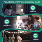Emergency-Rechargeable Light Bulb with Hook,Stay Lights Up When Power Failure, 1500mAh 12W 60W Equivalent LED Light Bulbs for Home, Camping, Hiking(E27, with Hook,with Plug Cap) 4 Pack