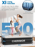Twin XL Air Mattress with Built-in Pump, 18" Raised Comfort, 80“ Length, 48Hr Leak-Proof Test, Upgraded Honeycomb Pillar Design, Supports 500 lbs, 2-Min Inflation for Home, Guests & Camping