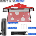 EAGLE PEAK 8x8 Pop Up Canopy Tent with Sidewall, Compact, Portable Slant Leg Instant Sun Shelter for Beach, Sports, & Camping, 8x8 Base 6x6 Top, Red Mushroom