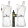 Survivor Filter Squeeze Kit – Emergency Water Straw with 2 Collapsible 33.8 fl oz Bottles – USA-Tested – 0.05 Micron Filtration – Portable Outdoor Water Filter for Camping & Hiking – No Expiration