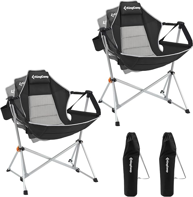 KingCamp Hammock Camping Chair, Swinging Portable Folding Camp Chairs for Adults Max 400lbs Heavy Duty Foldable Oversized Rocker with Aluminum Alloy Frame Cup Holder for Outdoor Beach Patio Sport