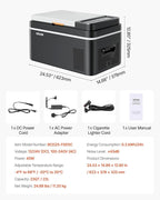 VEVOR Car Refrigerator, DC 12/24V AC100-240V Compressor Electric Cooler, -4°F to 68°F Car Fridge with APP Control, 23 QT Cars Freezer for RVs, Campsites, Boats, Camping, Fishing, 45W Portable Freezer