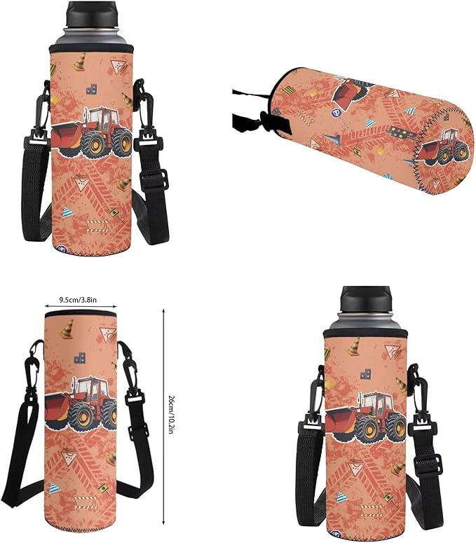 Boy Backpack and Lunch Box Set Lightweight Kids Scooper Construction Truck Backpack Elementary School 4 in 1 Set Kids Book Bag for School Travel Shoulder Bag Daypack