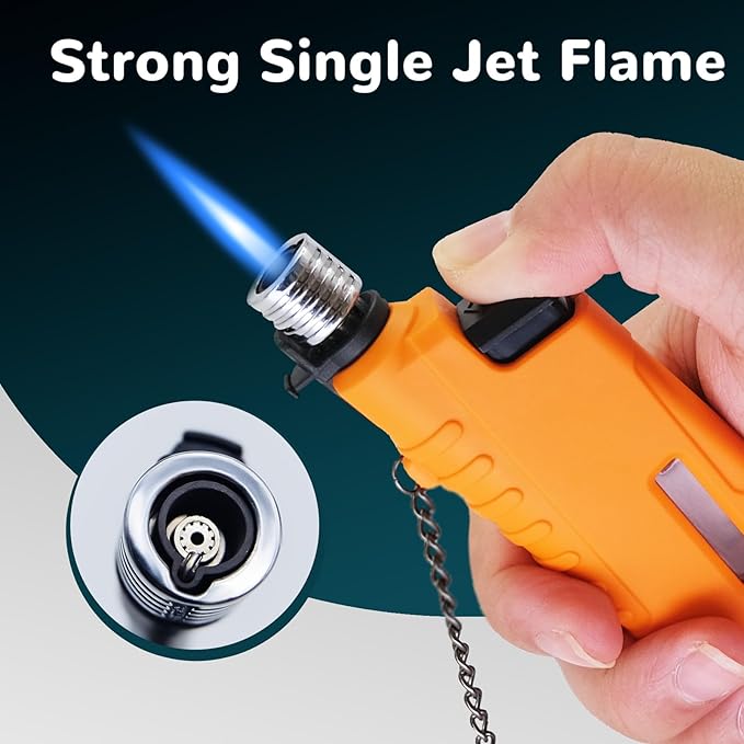 2 Pack Torch Lighter for Outdoor Refillable Butane Jet Flame Lighters Long Wand Torch Lighters for Camping Hiking Adventure Survival Tactical Gear Candle Grill BBQ (Without Gas)