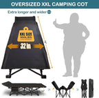 NAIZEA Oversized XXL Folding Camping Cot for Adults, Heavy Duty Outdoor Bed with Carry Bag, Portable Sleeping Bed for Outdoor Travel Camp Beach Vacation