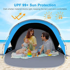 Gorich Beach Tent Sun Shelter with UPF50+ UV Protection for 1-2/3/4-5/6-7 Person, Lightweight & Portable Beach Shade Canopy with 2 Zippered Doors, Easy Setup Family Beach Umbrella