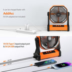 20000mAh Battery Powered Camping Fan, 58Hrs Rechargeable Portable Fan, 400LM Light, 360° Hook, Whisper Quiet Battery Operated Fan for Outdoor Car Travel Hurricane Camping Gear Essentials Power Outages