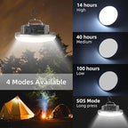 12000mAh 5000LM Camping Lights 3 Lighting Modes Bright Rechargeable LED Lamp 40W Hanging Tent Lights IPX5 Waterproof,Magnet,Power Failure Emergency Survival Kits & Christmas Day Gift